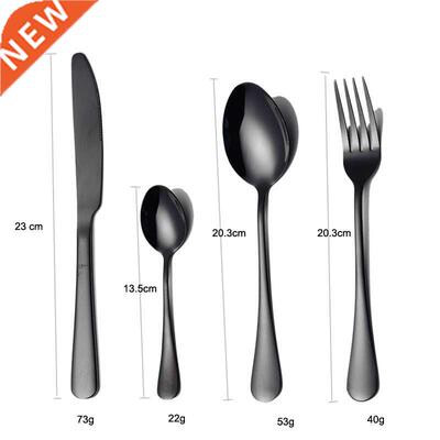 Black Tableware Stainless Steel Cutlery Set Forks Knives Spo
