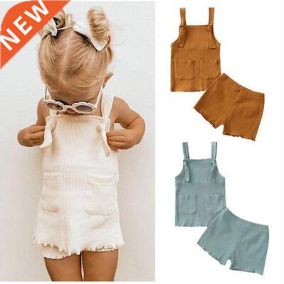 Summer Infant Baby Boys Girls Clothes Ribbed Knitted Sleevel