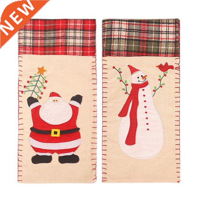 Christmas Plaid Wine Bottle Cover Cartoon Champagne Cover Ca