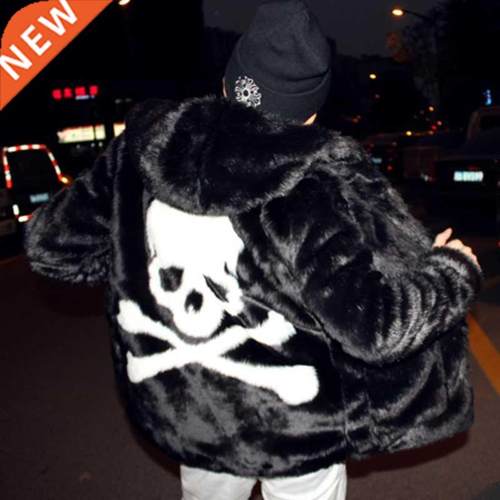 Winter Thicken Thermal skull Hoodie Leather Jacket Male Casu