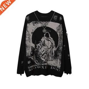 Oversize Sweaters Frayed Send Long Ripped Knitted Necklace