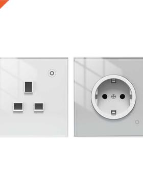 Tuya WiFi Wall Socket with Timer 16A Remote Control Glass Pa