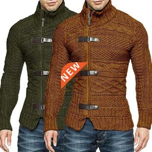 Fiber Knitted Sweater Cardigan Color Acrylic Solid Wear Coat