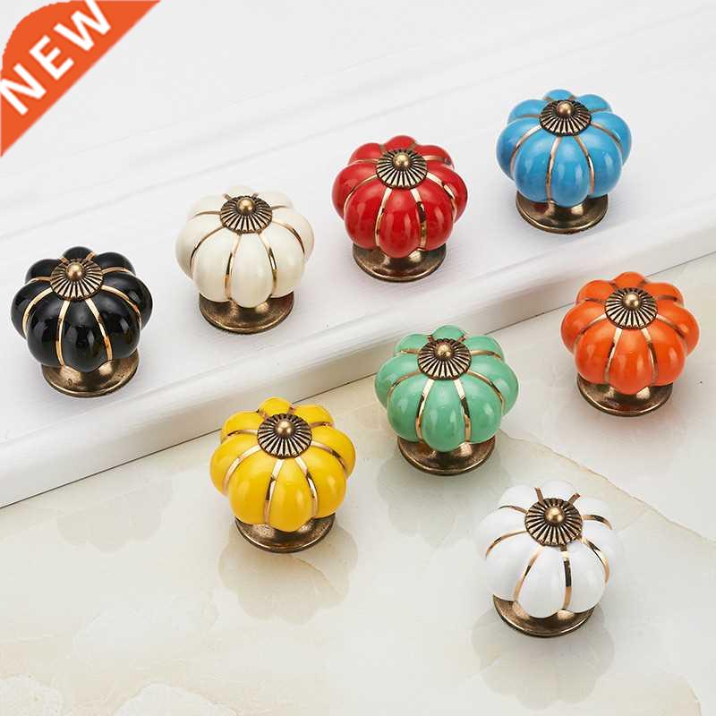 Pumpkin Ceramic Handles 40mm Drawer Knobs Single Hole Closet