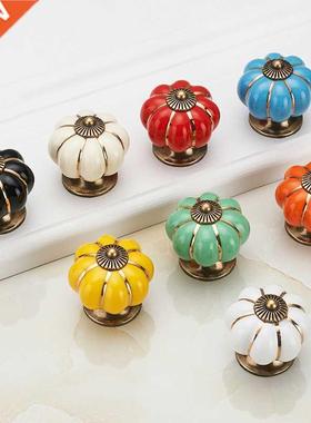 Pumpkin Ceramic Handles 40mm Drawer Knobs Single Hole Closet