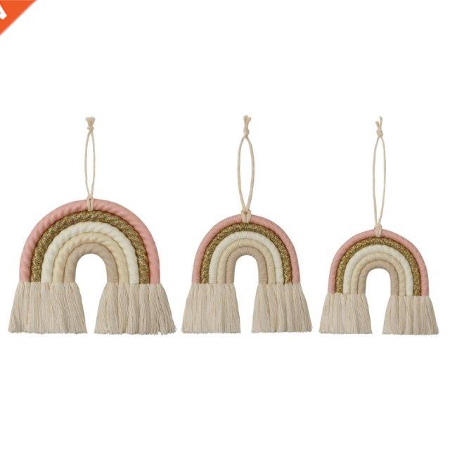 INS Style Room Decoration Handmade Woven Cotton Rope Rainbow