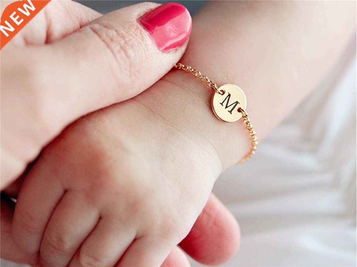 Cursive Initial Bracelet Stainless Steel Tiny Letter Persona