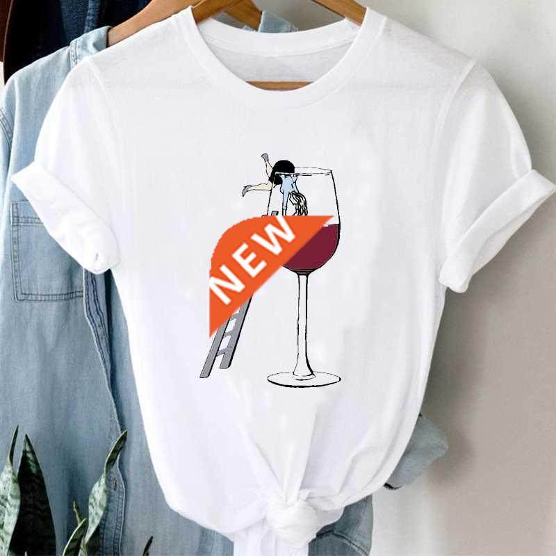 T-shirts Women Cartoon Wine Funny Fashion Clothing Spring Su