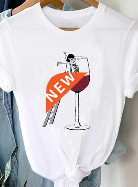 T-shirts Women Cartoon Wine Funny Fashion Clothing Spring Su