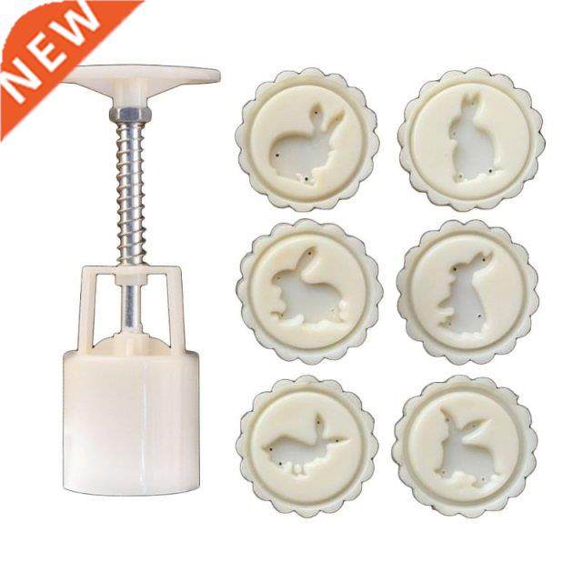 50g Mooncake Mold 6pcs Bunny Stamps Hand Press Moon Cake Pas