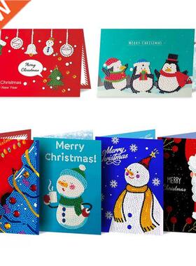 6PCS Christmas Diamond Painting Greeting Cards 5D Rhinestone