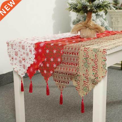 Christmas Table Runner 2022 New Year Household Table Cover D