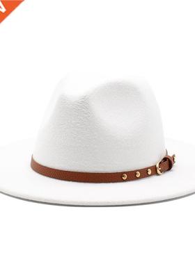 2020 Women Men Wool white black Fedora Hat Wide Brim Jazz Ha