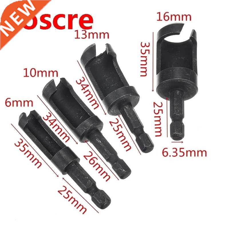 4pcs 6/10/1/16mm 6.5mm Hex Shank Woodworking Tenon Plug Cu