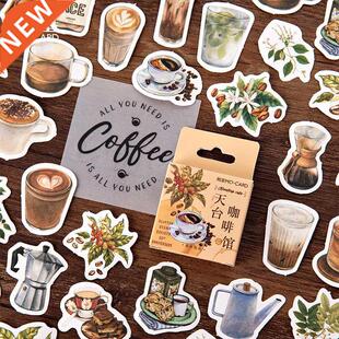 45pcs/pack Vintage Rooftop Coffee Shop Stickers Set Scrapboo