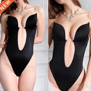 Backless Bodysuit Shapewear Top Body Plunge Women Push