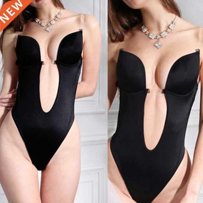 Women U Plunge Backless Bodysuit Push Up Body Shapewear Top