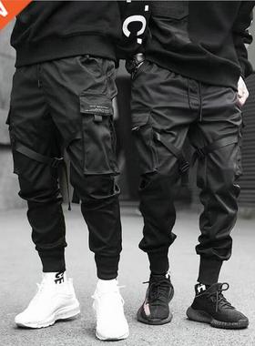 Ribbons Harem Joggers Men Cargo Pants Setwear 2022 Hip Hop C