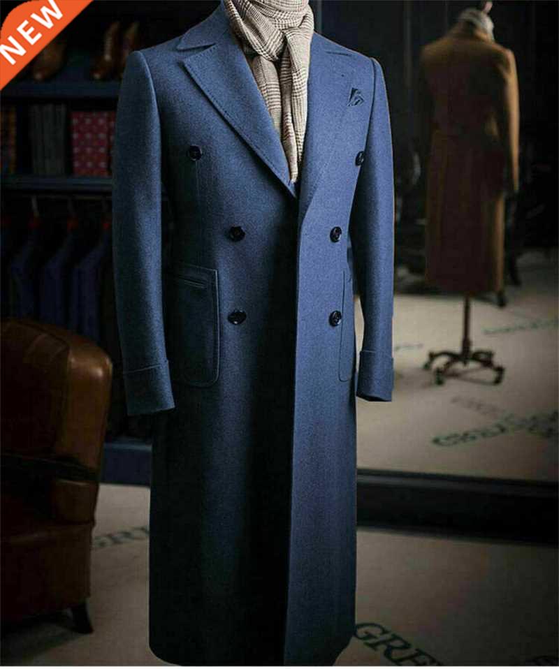 Blue Woolen Men Overcoat Mens Suit One Piece Men Suit Costu