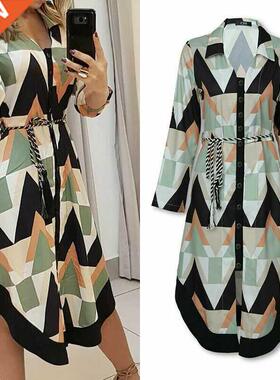 Spring Summer La Cover Up Women's Shirt Dress Wave P