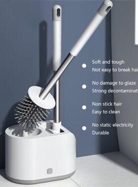 Silicone Toilet Brush and Holder, Cleaner Brush Scrubber for