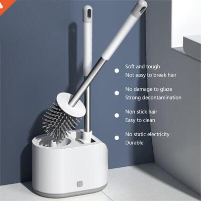 Silicone Toilet Brush and Holder, Cleaner Brush Scrubber for