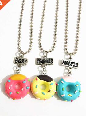 Cute 3 Pcs/lot BFF Doughnut Lollipop Necklace Set for Kids