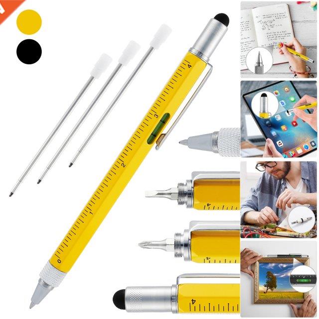 Multi Tool Pen 6 In1 Ballpoint Pen with Ruler Level Cross Fl