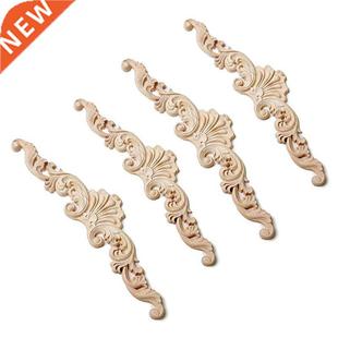 Onlay Applique Door Wood Decal Carved Unpainted 4PCS Craft