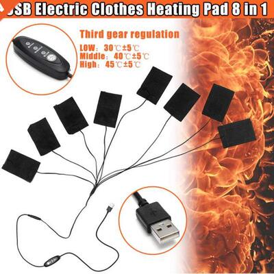 8pcs Usb Electric Heating Pads With 3 Gear Adjustable Temper