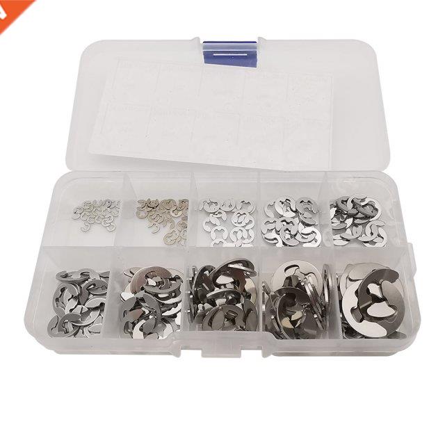200Pcs 304 Stainless Steel E Type Clip Washer Assortment Kit