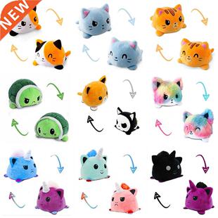 Double sided Cat Gato Kids Plushie Animals Unicorn Double-Si
