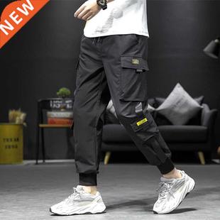 Men Hop Punk Waist Elastic Pants Harem Black Hip Sreetwear