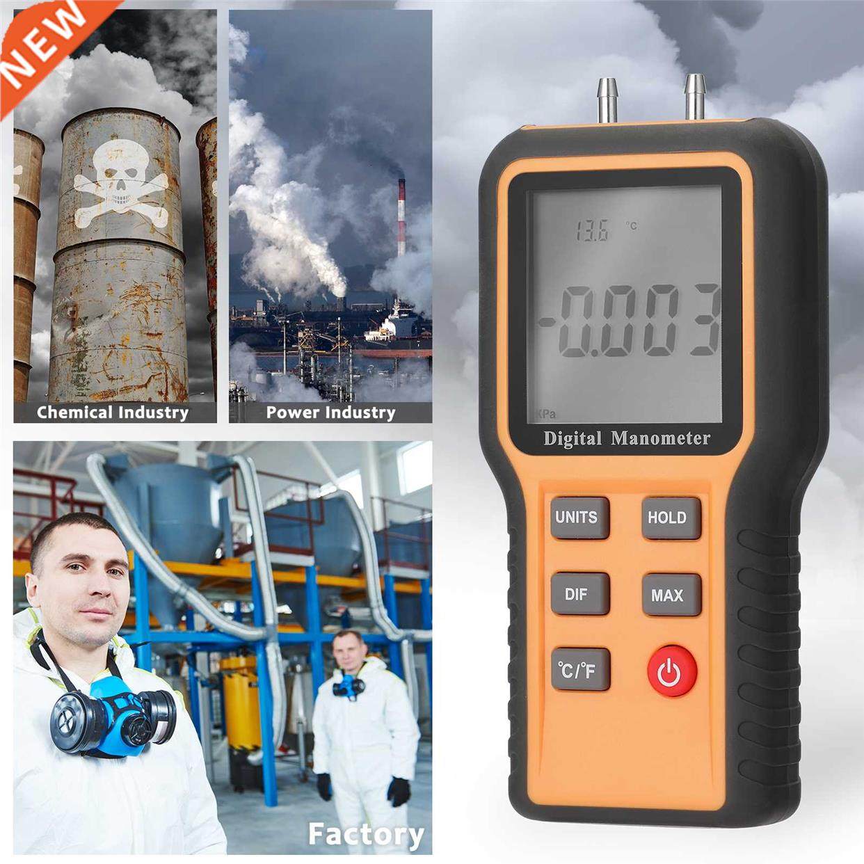 Qx-1205 High Accuracy Digital Manometer LCD ℃ ℉ Switchable