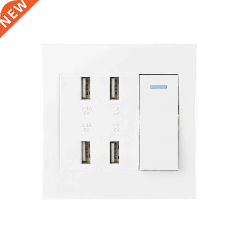 220V 10A Wall Switch Socket 4 Port USB Charger Power Outlet