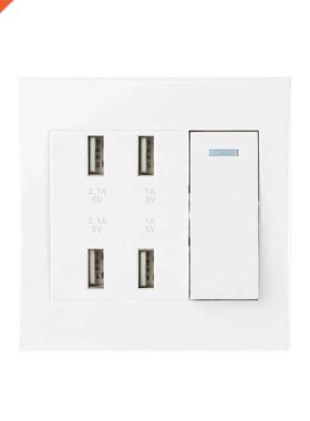 220V 10A Wall Switch Socket 4 Port USB Charger Power Outlet