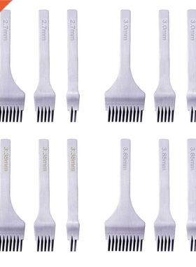 3pcs White Steel Stitching Lacing Punch Chisel Oblique Flat
