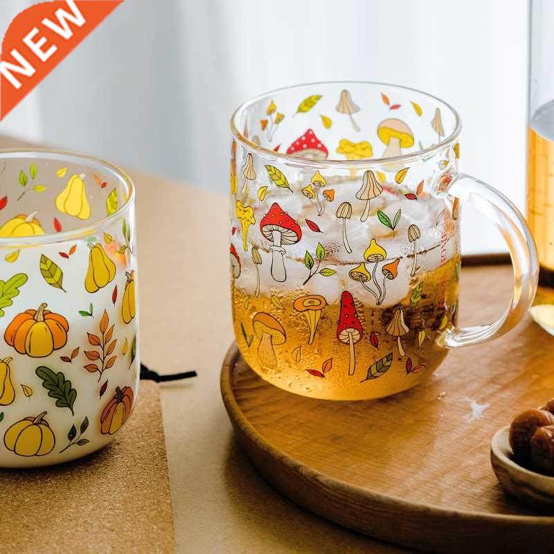 heat-resistant with handle glass mug reakfast milk cup cute