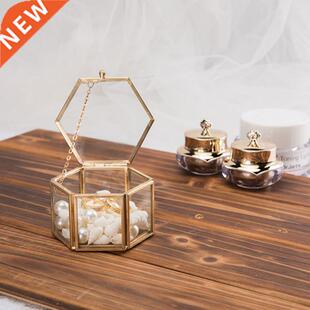 1PC Geometrical Clear Glass Jewelry Box Jewelry Organize Hol