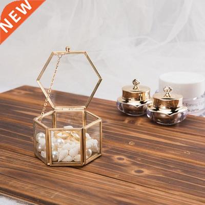 1PC Geometrical Clear Glass Jewelry Box Jewelry Organize Hol