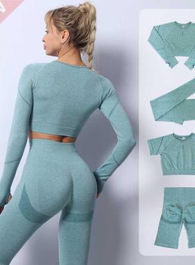 2PCS Seamless Yoga Set Women Tracksuit High Waist Leggings W