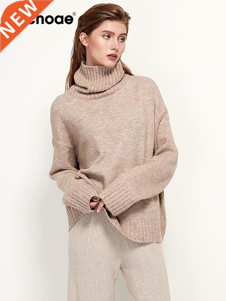 Aachoae Autumn Winter Women Knitted Turtleneck Wo Sweaters