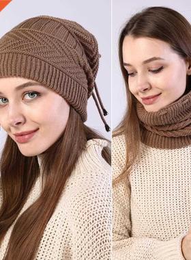 fashion women stchy knitted Skullies Beanies Hat solid snood