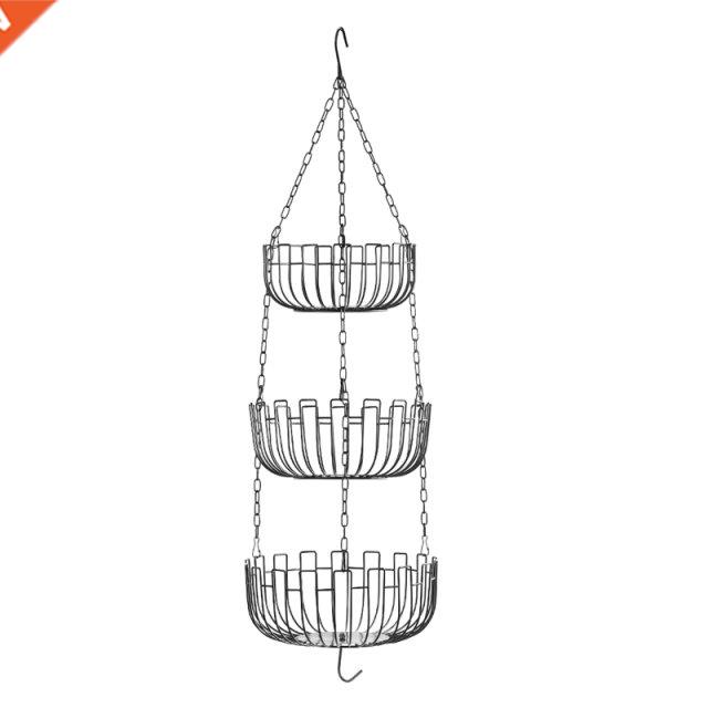 3 Tier Hanging Fruit Basket Metal Vegetable Storage Organiza