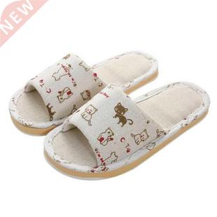 Women Home Slippers Indoor Floor Soft Couple Linen Slipper S