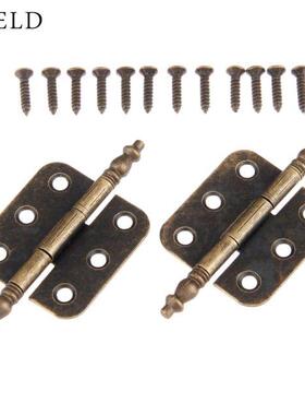 2Pcs Antique Door Cabinet Hinges 6 Holes Jewelry Gift Box Dr