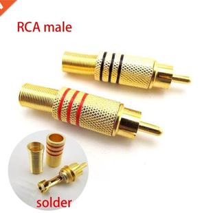 Plug Pair RCA Male plated Gold Audio 6pcs Connector lot