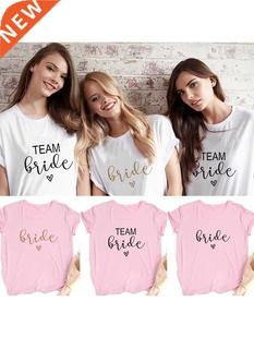 Team Bride Print Women Short Sleeve T Shirts Bachelorette We