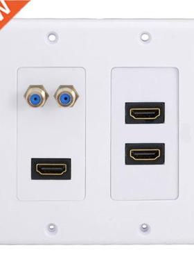 3HDMI Wall Plate Composite Video Audio Adapter Jack Outlet P