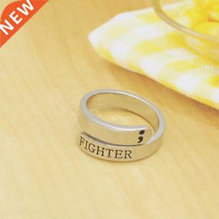 Fashion Semicolon Ring Jewelry Mental Health Awareness Figh